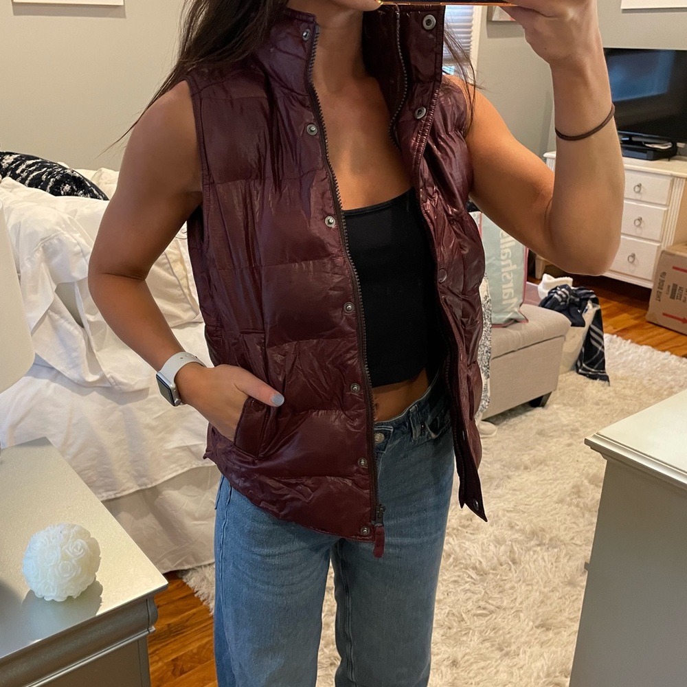 J. Crew Burgundy Puffer Vest